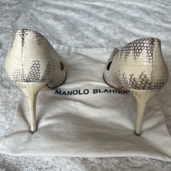 Gorgeous EU 40.5 cream snakeskin Manolos! 100cm heel - Picture 3 of 5